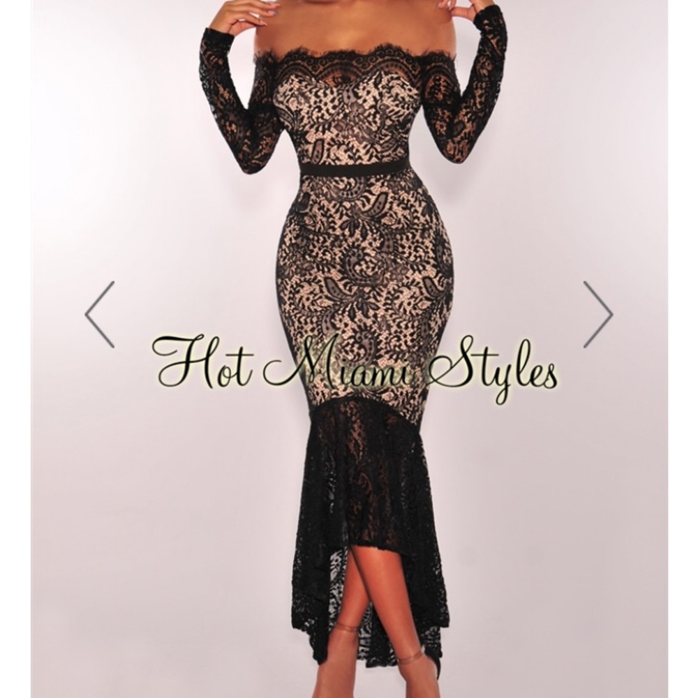 HotMiamiStyles | Black Nude Mermaid Dress 🧜🏻‍♀️